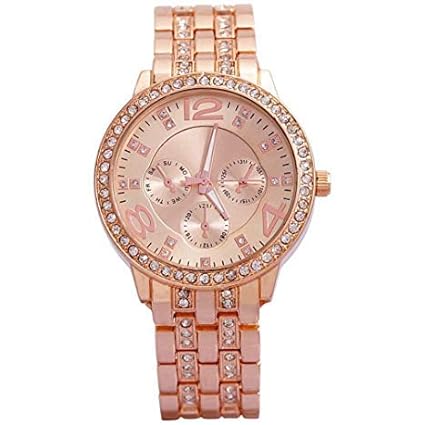 Geneva Analog Rosegold Dial Womens Watch Diamond Studded Watch for Women Stylish Latest