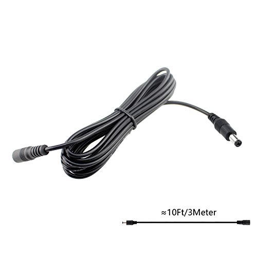 SIM&NAT LED Solderless Extension Power Cord 20AWG 10 Feet Male to Female 5.5mm x 2.1mm DC Extension Power Cable for 5050/3528 LED Strip String Light, CCTV