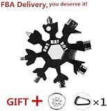NEW Stainless Steel Snowflake Multi-Tool,18-in-1 Easy N Genius for Portable Keychain screwdriver Bottle opener Pocket Father'day Gift Incredible Tool Bicycle and Outdoor Camping EDC Tools (Black)