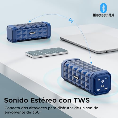 BUGANI Portable Bluetooth Speaker 5.4, Powerful Bluetooth Speaker 30W, Small Speakers, Dual Bass Speaker, 30H Playback, IPX5 Waterproof, TWS Pairing, for Outdoor, Parties