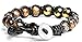 Koala Club Master Men's Tiger Eye/Iron Pyrite Stone Handmade Leather Bracelet with Beads Multi Cut 8mm with Free Giftbox