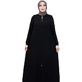 TUĞRALI TESETTÜR Modest and elegant black Mevlana abaya with full length, long sleeves, and practical zip-front.