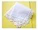 6/12 Pack of Ladies White Perfect Wedding Lace Cotton Handkerchiefs