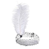 Zivyes Art Deco The Great Gatsby Flapper Feather Sequin Headband Party Accessory (white)