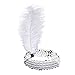 Zivyes Art Deco The Great Gatsby Flapper Feather Sequin Headband Party Accessory (white)