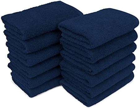 15" x 25" Magna Plus Navy Blue Bleach Safe Salon Towels - 12 Pack