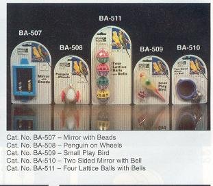Penn Plax Ba507 3-1/2" X 2-1/2" Bird Mirror With Beads Assorted Colors