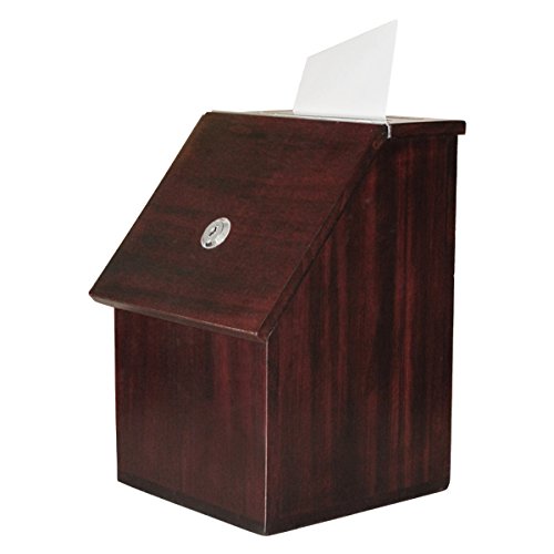 My Charity Boxes - Nice Locked Mahogany Wood Donation and Ballot Box - Suggestion Box with Lock and 2 Keys — image 1