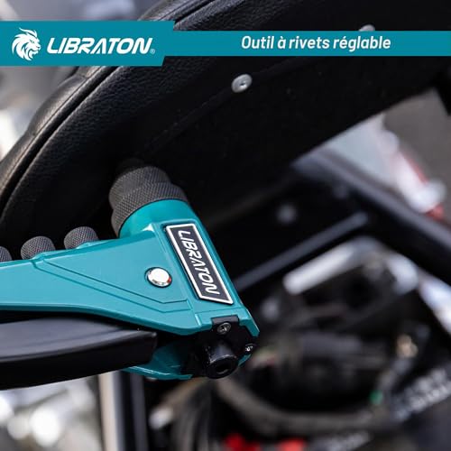 LIBRATON Heavy Duty Rivet Pliers, Pop Rivet Pliers, Professional Manual Riveter Riveting Tool with 160 Rivets, Includes 4 Tips, 4 Interchangeable Nozzles Without Tools, for Repair