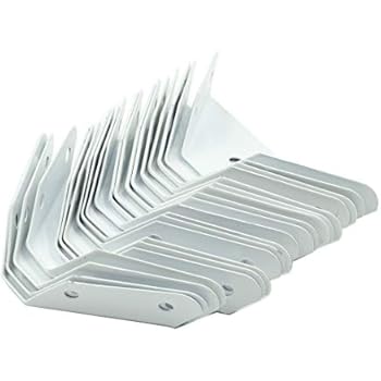 GooTon 20 Pack White High Strength Metal Triangle Corner Brace Bracket Multi-Angle Joint Fastener Shelf Support for Desk Edge, Box, Wood Beam