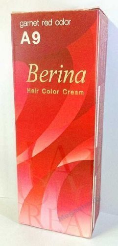 Berina Permanent Hair Dye (A 9) Garnet Red Color Collection Thai 2 Pack