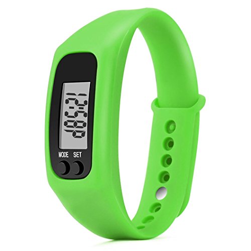 Tiean Run Step Watch Bracelet Pedometer Calorie Counter Digital LCD Walking Distance (Green)