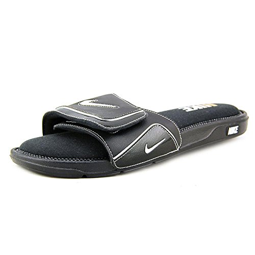 NIKE Mens Comfort Slide 2 Sandal (Black/Metallic Silver/White, Size 14)