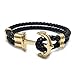 Gold Classic Anchor Braided leather bracelet Black for Men Colour Optional