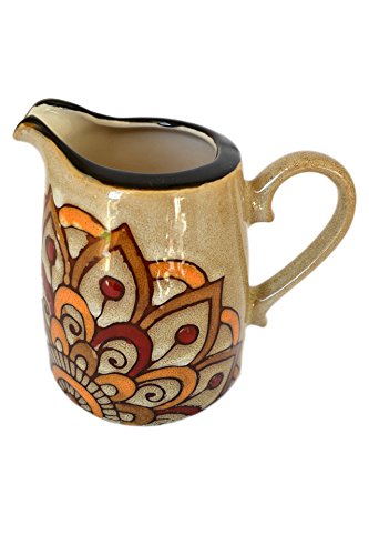 Large Peacock Feather Tail Colorful Ceramic Covered Sugar Bowl and Creamer Set