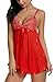Avidlove Christmas Lingerie Women Lace Babydoll Mesh Chemise Sheer Sleepwear Mini Teddy Red L
