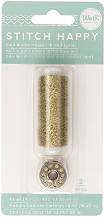 American Crafts We R Memory Keepers Stitch Happy 2 Piece Specialty Sewing Thread Metallic Gold