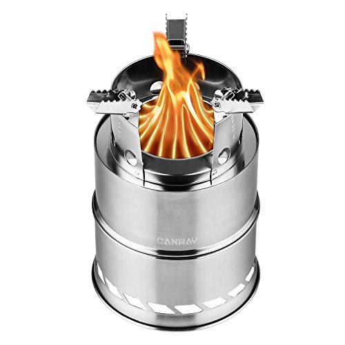 CANWAY Camping Stove, Wood Stove/Backpacking Stove,Portable Stainless Steel Wood Burning Stove with Nylon Carry Bag for Outdoor Backpacking Hiking Traveling Picnic BBQ