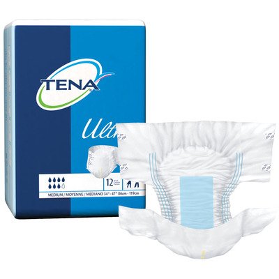 TENA Ultra Brief, Medium, Tab Closure, Adult Disposable, Heavy Absorbency, 67200 - Case of 80