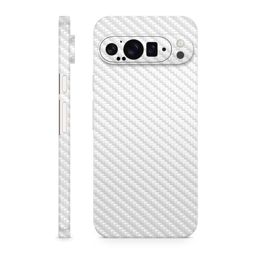 Carbon Fiber Phone Skin Compatible with Google Pixel 9 Pro XL - Solid White - P…