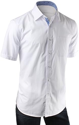 Clovery Mens Casual Short Sleeve Casual Dress Shirts, WHITESKY, Small