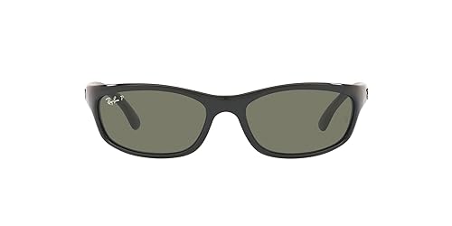 Ray-Ban Men's RB4115 Rectangular Sunglasses, Black/Polarized Green