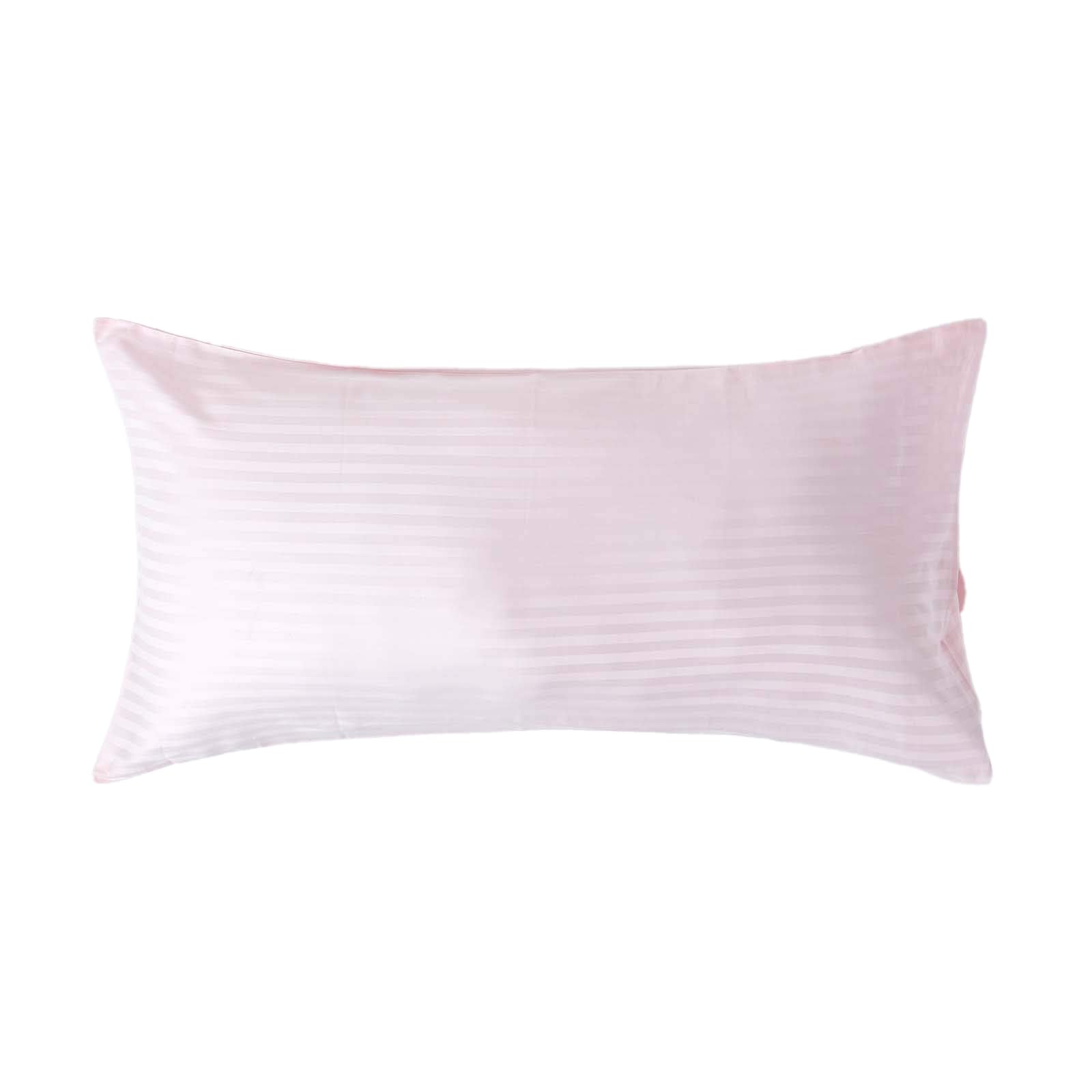 HOMESCAPES Pink Pure Egyptian Cotton King Size Pillowcase 330 TC 500 Thread Count Percale Equivalent Satin Stripe Housewife Pillow Case