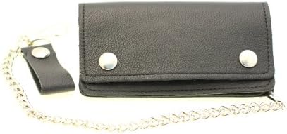 Men's 6" Biker Wallet With A Chain Glove Leather Made In America Black