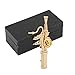 Zerone Instrument Brooch Pins, Gold Plating Copper Bassoon Musical Instrument Bassoon Brooch Pin with Gift Box