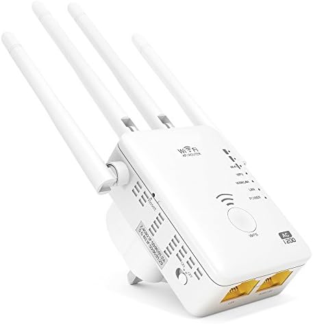 Thinkmart Wireless AC1200 Dual Band WiFi Repeater Range Extender with Four External Antennas, Extend WiFi Coverage Throught Your Home Office, White