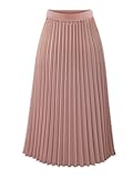 Season Show Women's High Waist A-line Retro Elegant Pleated Midi Skirt