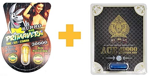 New Burro EN Primavera 30000 (10 Pack) All Natural Male Enhancement Sex Pills Increase Libido Stamina Energy Booster w/Bonus Royal Ace 40000 (1 Pill)