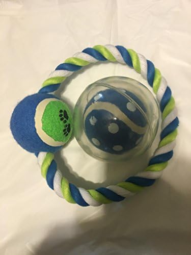 Fun &amp; Durable Dog Toy Bundle: 2 Items - Tug, Pull, Chew and Roll All During Playtime For Medium to Large Size Dogs