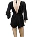 SUNNOW Women's Sexy Long Sleeves V Neck Backless Short Romper Jumpsuit (Asian M=US(4), Black)
