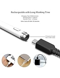 Lápiz capacitivo para pantallas táctiles, Homagical de 0.059 in, puntero activo de punta fina, lápiz capacitivo recargable para dispositivos de pantalla táctil (guante y tapa de fibra extra incluida)