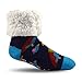 Pudus Bird Navy Cozy Winter Slipper Socks for Women and Men with Non-Slip Grippers and Faux Fur Sherpa Fleece - Adult Regular Fuzzy Socks
