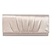 Damara Womens Satin Pleated Clutch Bag Wedding Bridal Prom Evening Handbag,Champagne