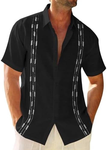 Amazon.com: Beotyshow Cuban Guayabera Shirts for Men Short Sleeve