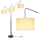 Brightech Trilage Arc Floor Lamp w/Marble Base - 3 Lights Hanging Over the Couch from Behind - Multi Head Arching Tree Lamp - For Mid Century, Modern & Contemporary Rooms - Black