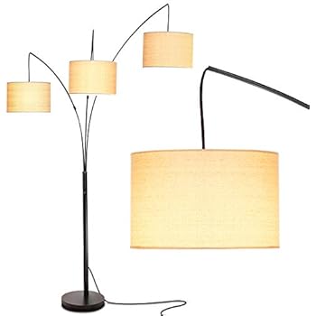 Brightech Trilage Arc Floor Lamp W Marble Base 3 Lights Hanging Over The Couch From Behind Multi Head Arching Tree Lamp For Mid Century Modern