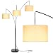 Brightech Trilage Arc Floor Lamp w/Marble Base - 3 Lights Hanging Over the Couch from Behind - Multi Head Arching Tree Lamp - For Mid Century, Modern & Contemporary Rooms - Black