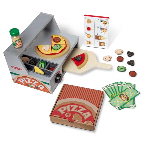 Melissa & Doug Top & Bake Wooden Pizza Counter, Kids Kitchen Playset with Play…