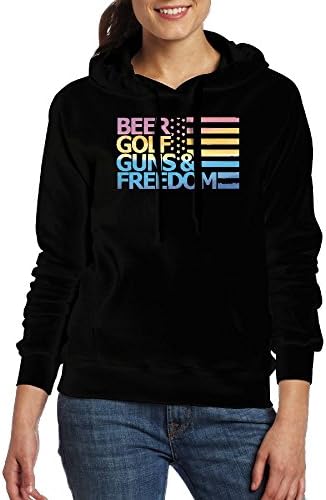 Beer Golf Guns &amp; Freedom Casual Women Hoodies Long Sleeve Drawstring Sweatshirt L