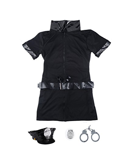 SSQUEEN Women's Sexy Police Uniform Dirty Cop Officer Masquerade Clothes with Handcuffs - Image 2