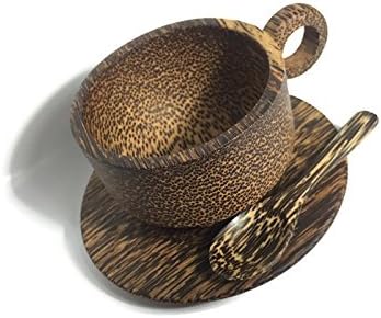 Upluck Classic Wood Novelty Coffee Mugs Cup with Spoon for Tea Coffee