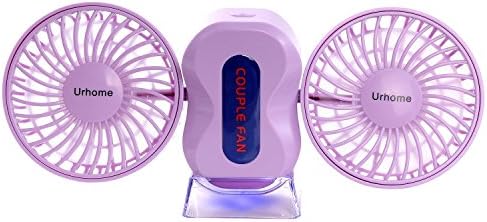 Personal Fans Mini Fan Rechargeable Fans 3 Modes Mini Dual Head Table Fans Purple