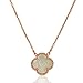 Handmade 18k Gold Plated Brass Fashion Four Leaf Necklace for Women Jewelry (Pearl- Rose)