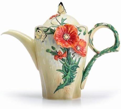 FRANZPorcelain Van Gogh Poppy flower teapot Franz Fine Porcelain