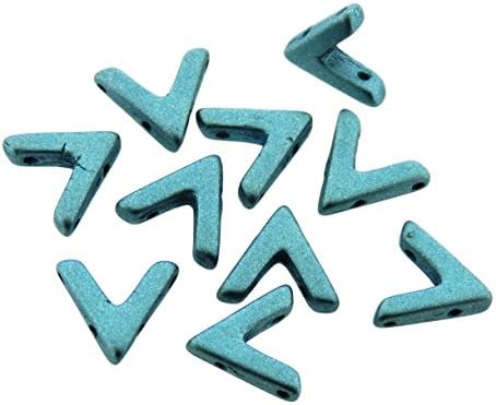 Czech Glass AVA Beads, 3-Hole V-Shaped Beads10x4mm 10pcs - Metallic Aqua