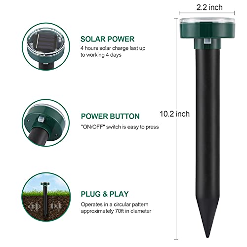 8 Pack Solar Mole Repellent Stakes - Ultrasonic Pest Control For Lawns & Gardens